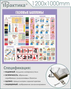 C41 Стенд газовые баллоны (1000х1000 мм, пластик ПВХ 3 мм, алюминиевый багет серебряного цвета) - Стенды - Тематические стенды - Магазин охраны труда ИЗО Стиль