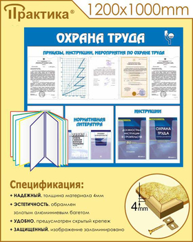 С07 Стенд охрана труда (с перекидной системой) (1300х1000 мм, пластик ПВХ 3 мм, алюминиевый багет золотого цвета) - Стенды - Стенды по охране труда - Магазин охраны труда ИЗО Стиль